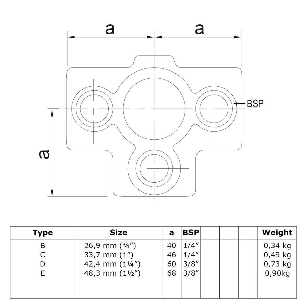 Doos T-stuk met zij-uitgang - zwart-A / 21,3 mm (80 stuks)